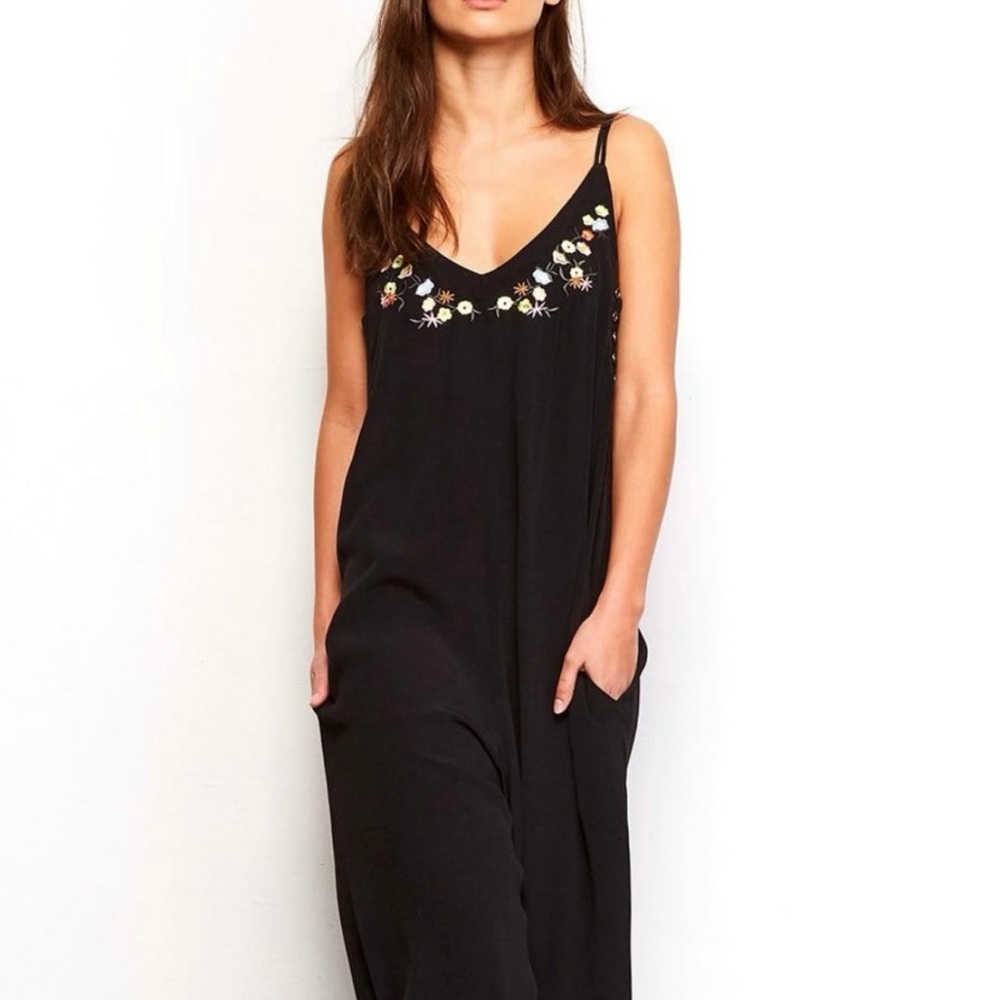 Jack by BB Dakota Black Floral Embroidered Jumpsuit